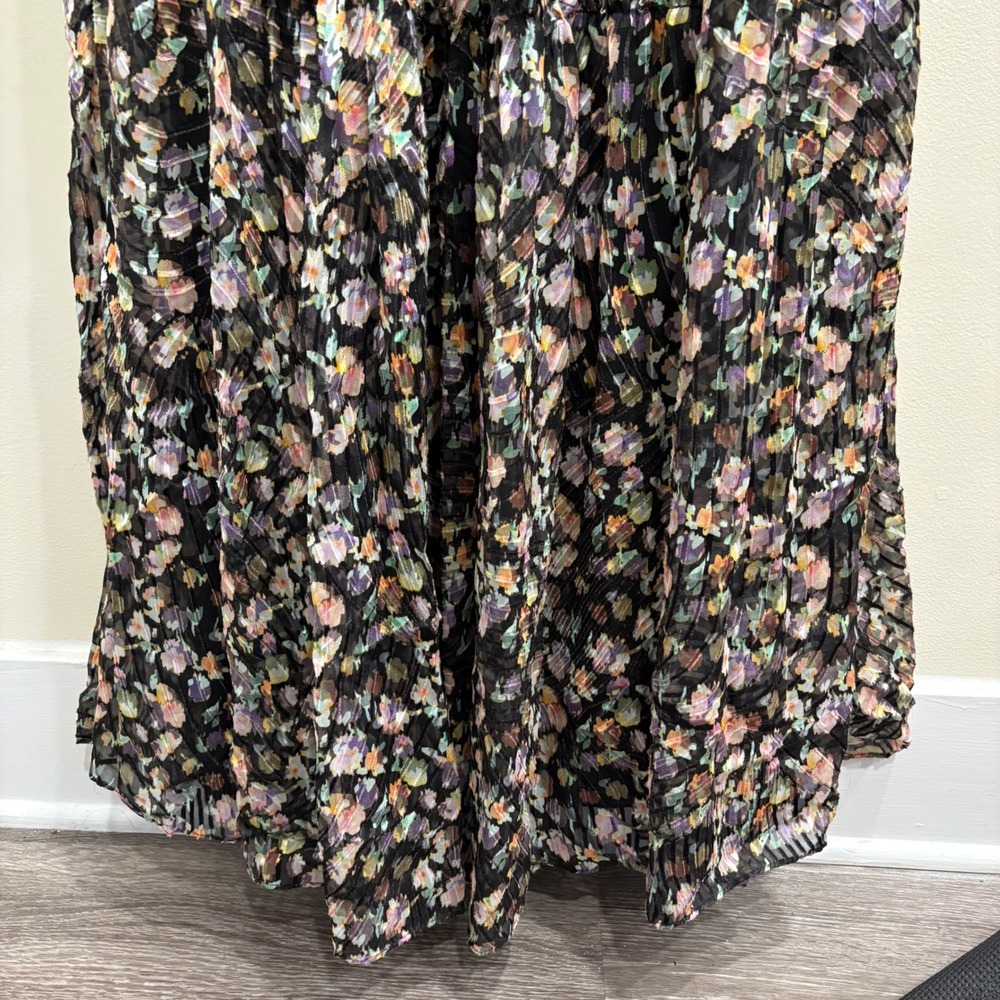 Jenny Yoo Naia Floral Burnout Silk Blend Off Shoulder Maxi Dress Black Multi 12 - Picture 8 of 12